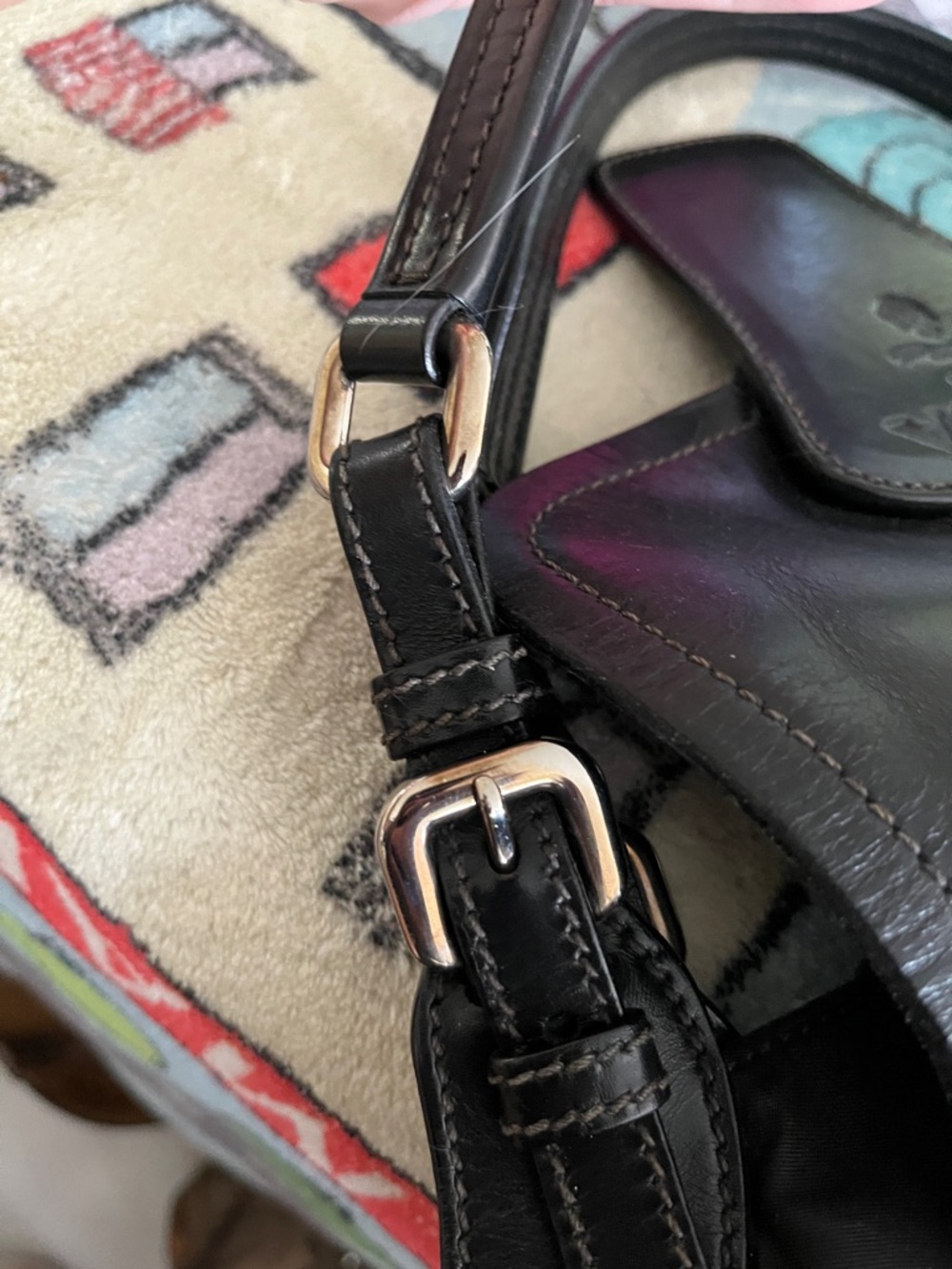 Prada Black Leather & Nylon Buckle Shoulder Bag - Picture 8 of 15